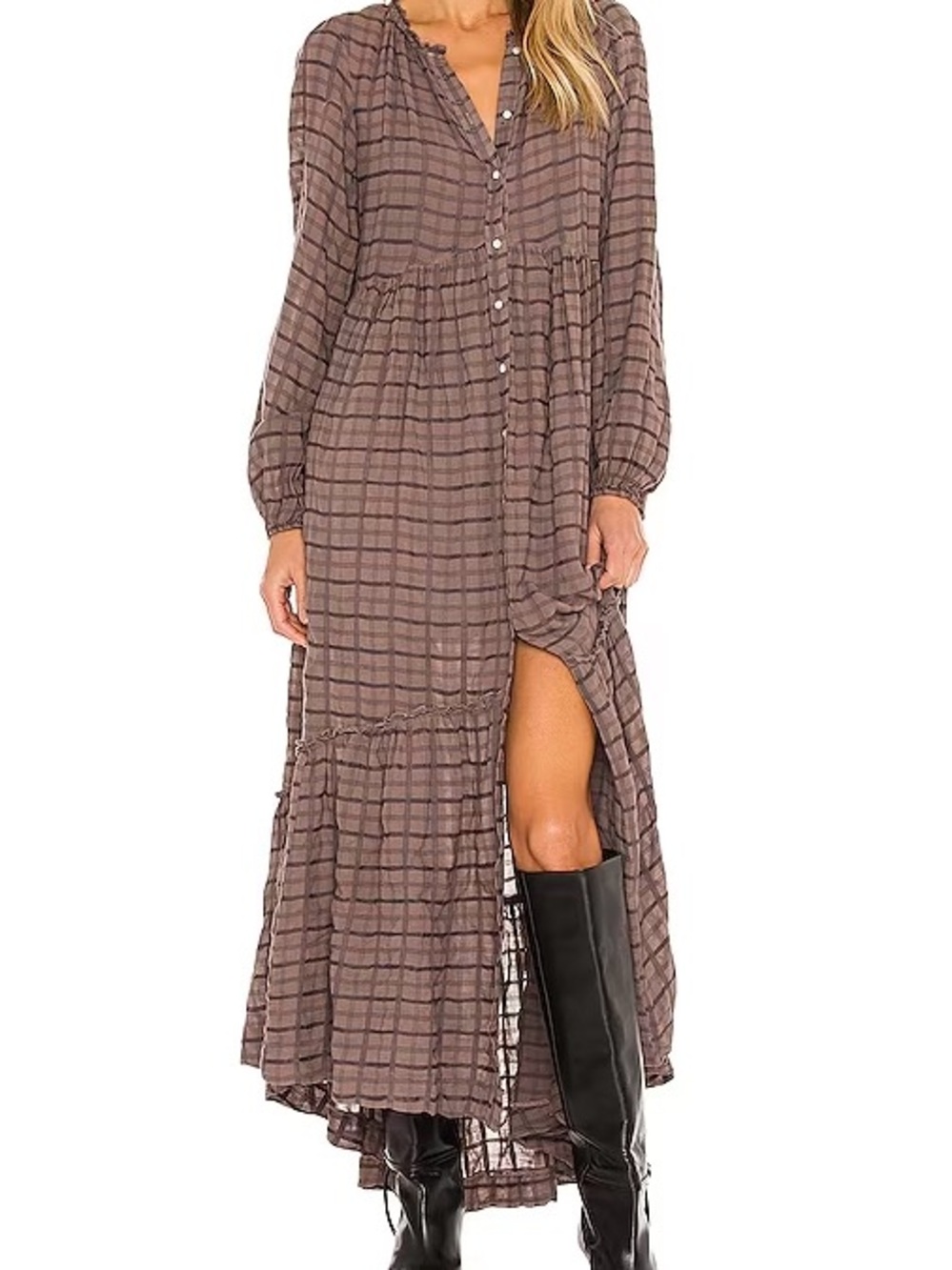 NWT Free People Edie Button-Up Maxi Dress - Picture 2 of 6